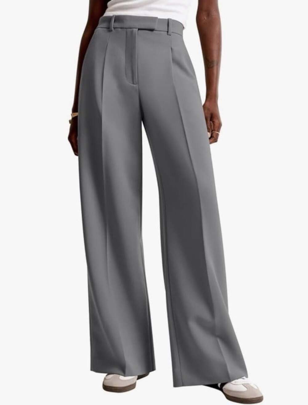 NiMin Women’s Gray Pleated Wide Leg Dress Pants Size XS Stretch Trousers NWOT